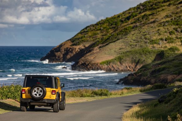 Yellow Jeep rental from Centerline Car Rentals at Point Udall