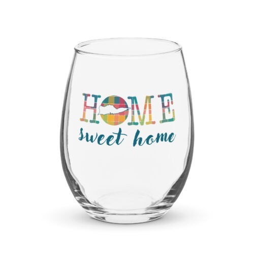 Home Sweet Home St Croix VI Madras Inspired Stemless wine glass