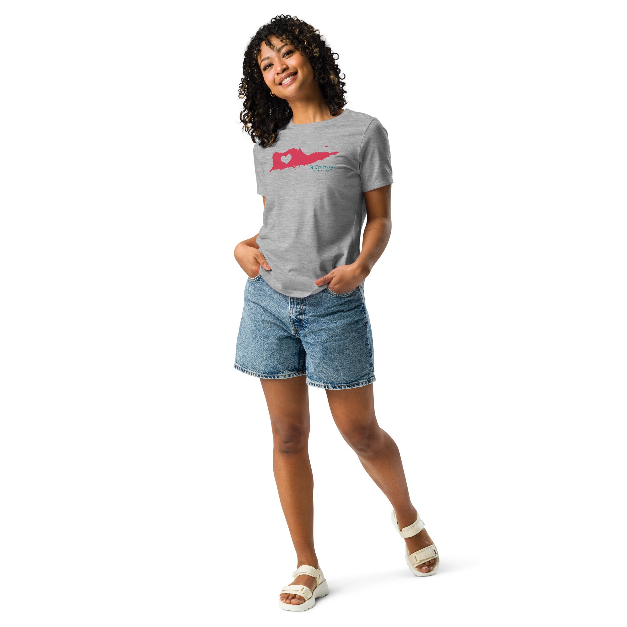 St Croix Island Heart cut out Women's Relaxed T-Shirt (multiple color options) - Image 4