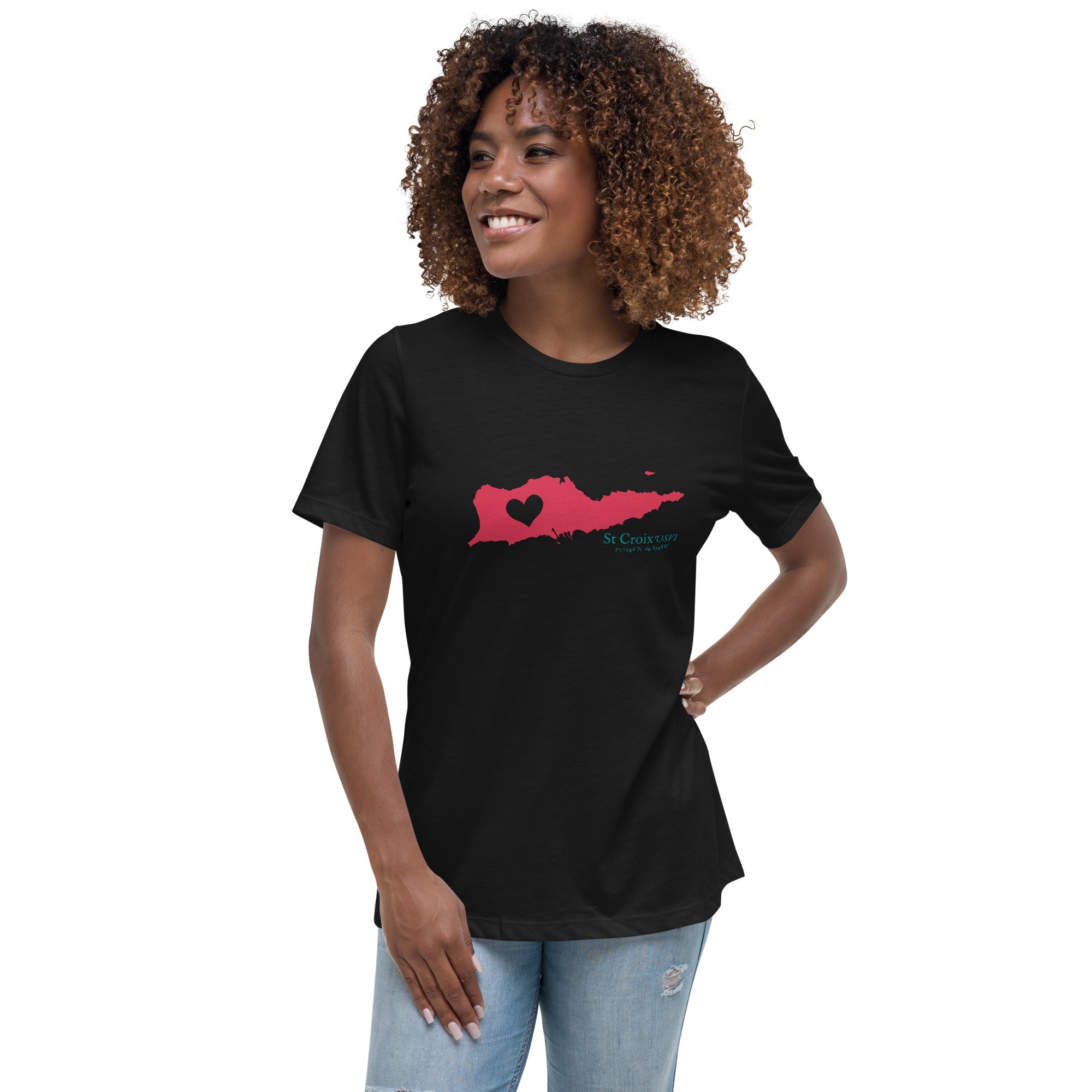 St Croix Island Heart cut out Women's Relaxed T-Shirt (multiple color options) - Image 2